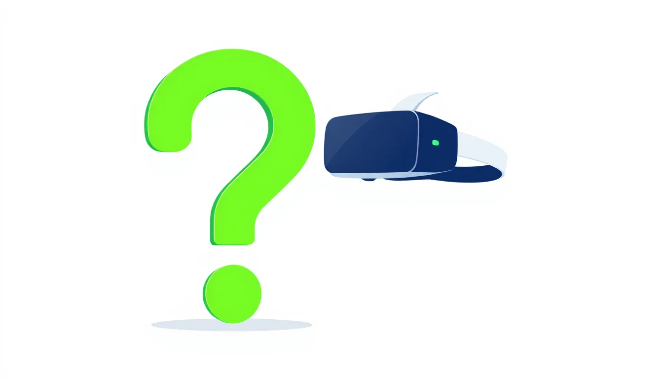 A large question mark next to a VR headset